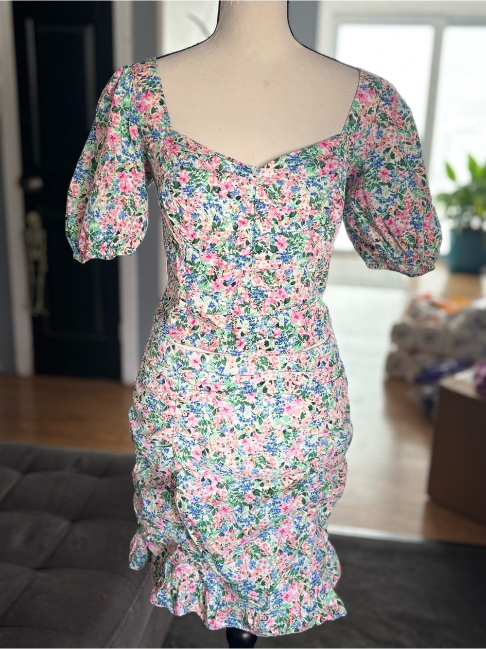 NWOT Floral Puff-Sleeve 2 piece Skirt Set